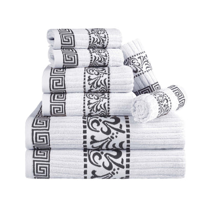 Superior Athens Cotton Greek Key Trim 8 Piece Towel Set