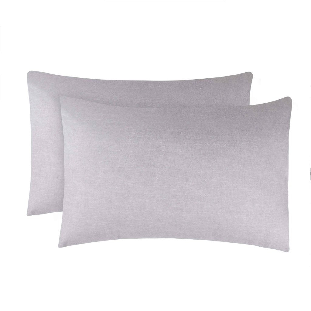 Superior Melange Flannel Cotton Two-Toned Fuzzy Pillowcases, Set of 2