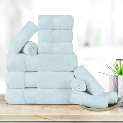 Turkish Cotton Highly Absorbent Solid 12 Piece Ultra Plush Towel Set
