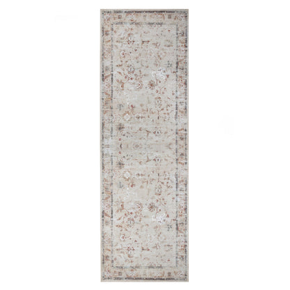Swan Floral Scroll Non-Slip Machine Washable Indoor Area Rug or Runner