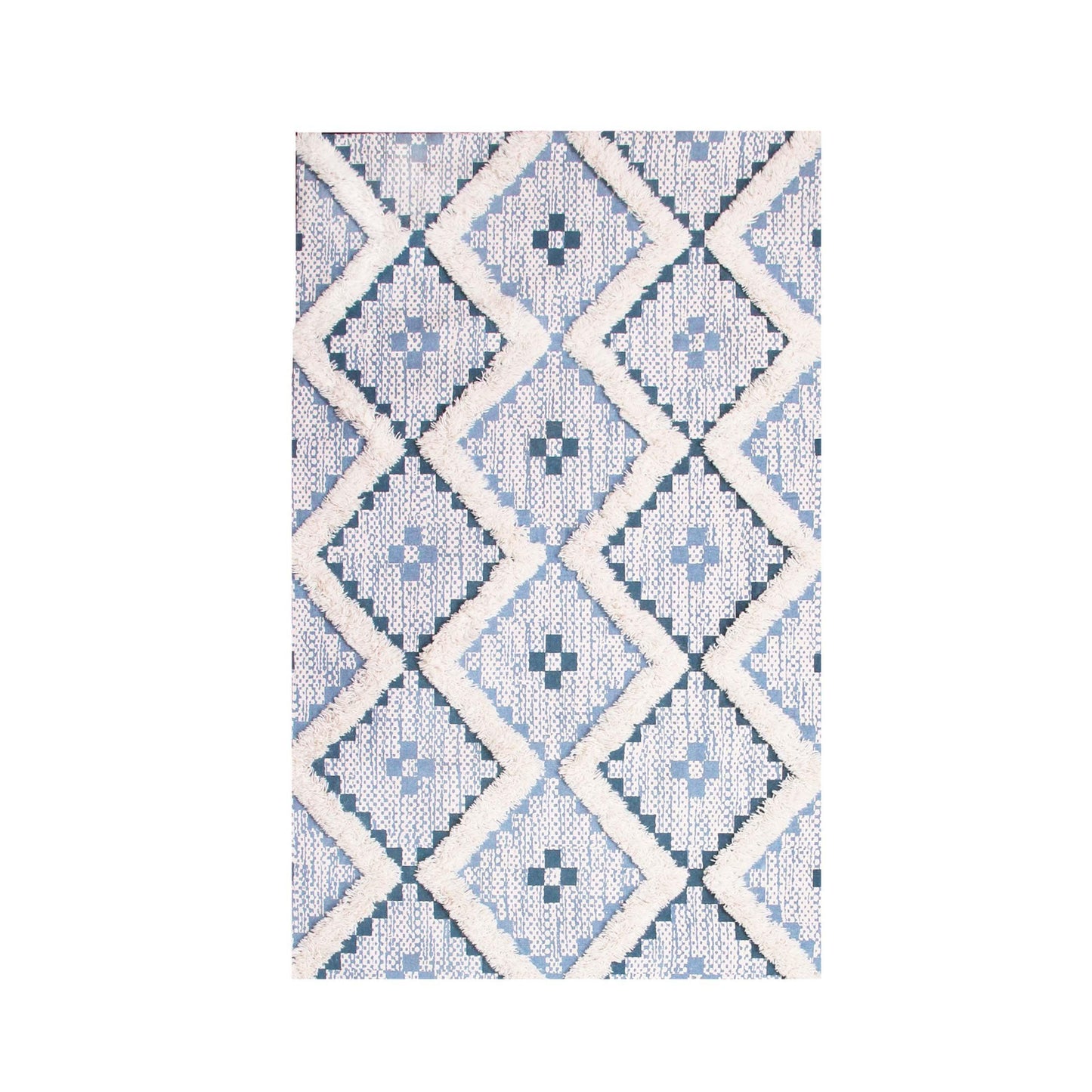 Geometric Wool Cotton Blend Latex Backing Indoor Area Rug