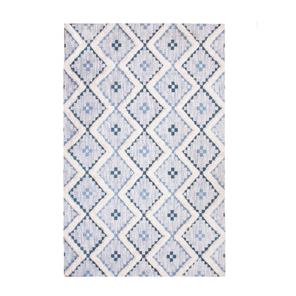 Geometric Wool Cotton Blend Latex Backing Indoor Area Rug