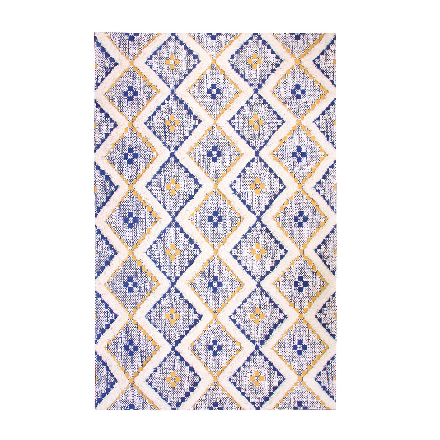 Geometric Wool Cotton Blend Latex Backing Indoor Area Rug