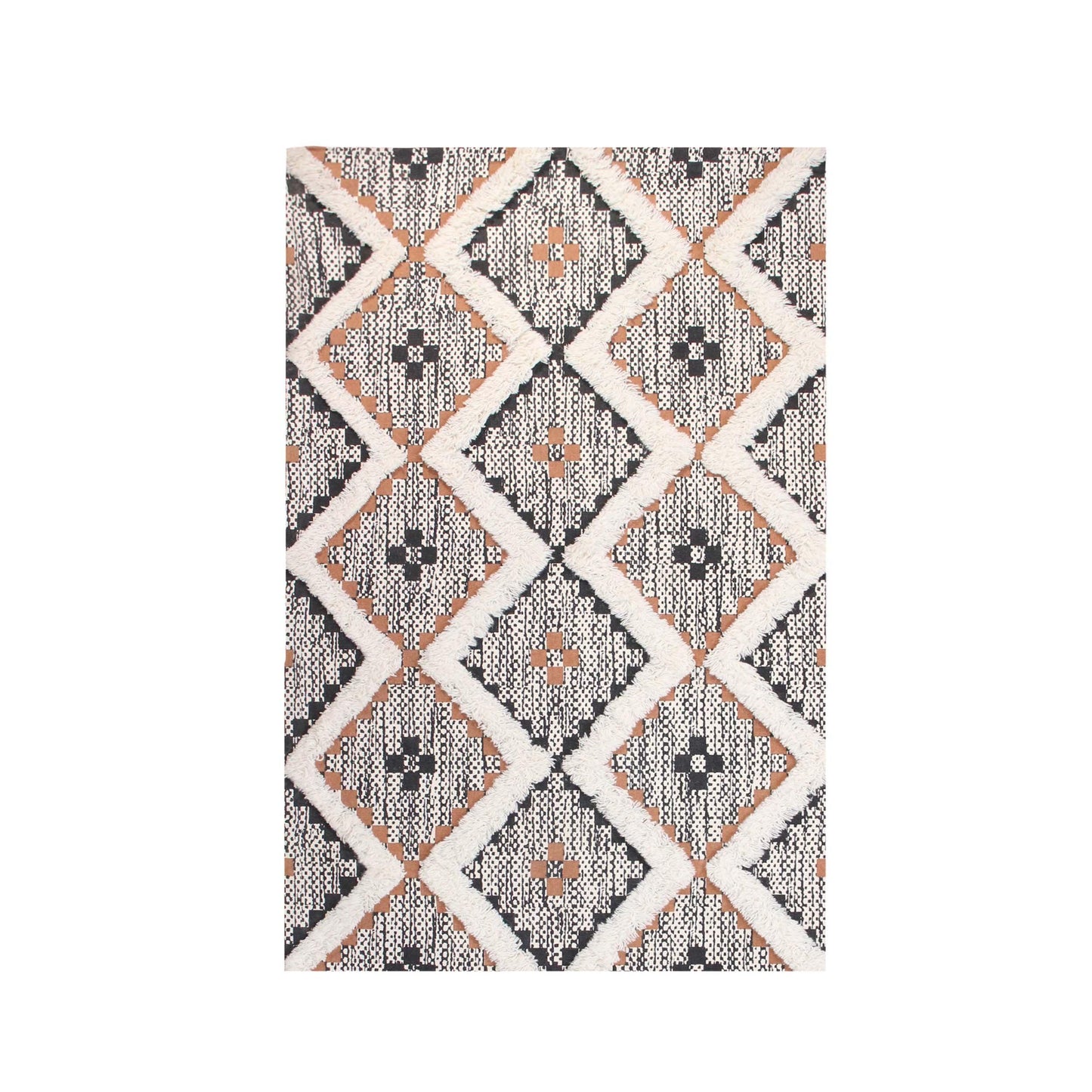 Geometric Wool Cotton Blend Latex Backing Indoor Area Rug