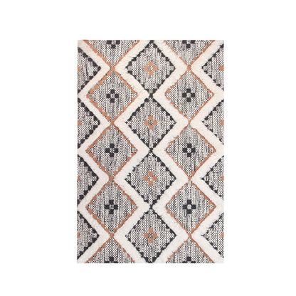 Geometric Wool Cotton Blend Latex Backing Indoor Area Rug