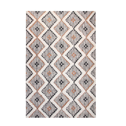 Geometric Wool Cotton Blend Latex Backing Indoor Area Rug