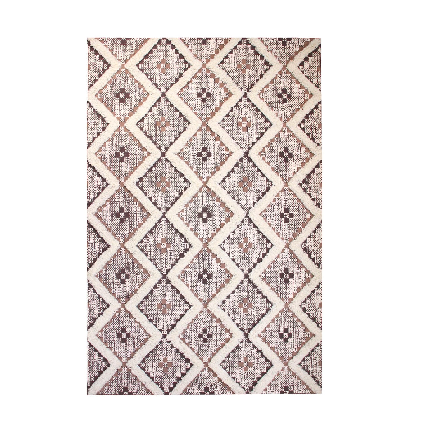 Geometric Wool Cotton Blend Latex Backing Indoor Area Rug