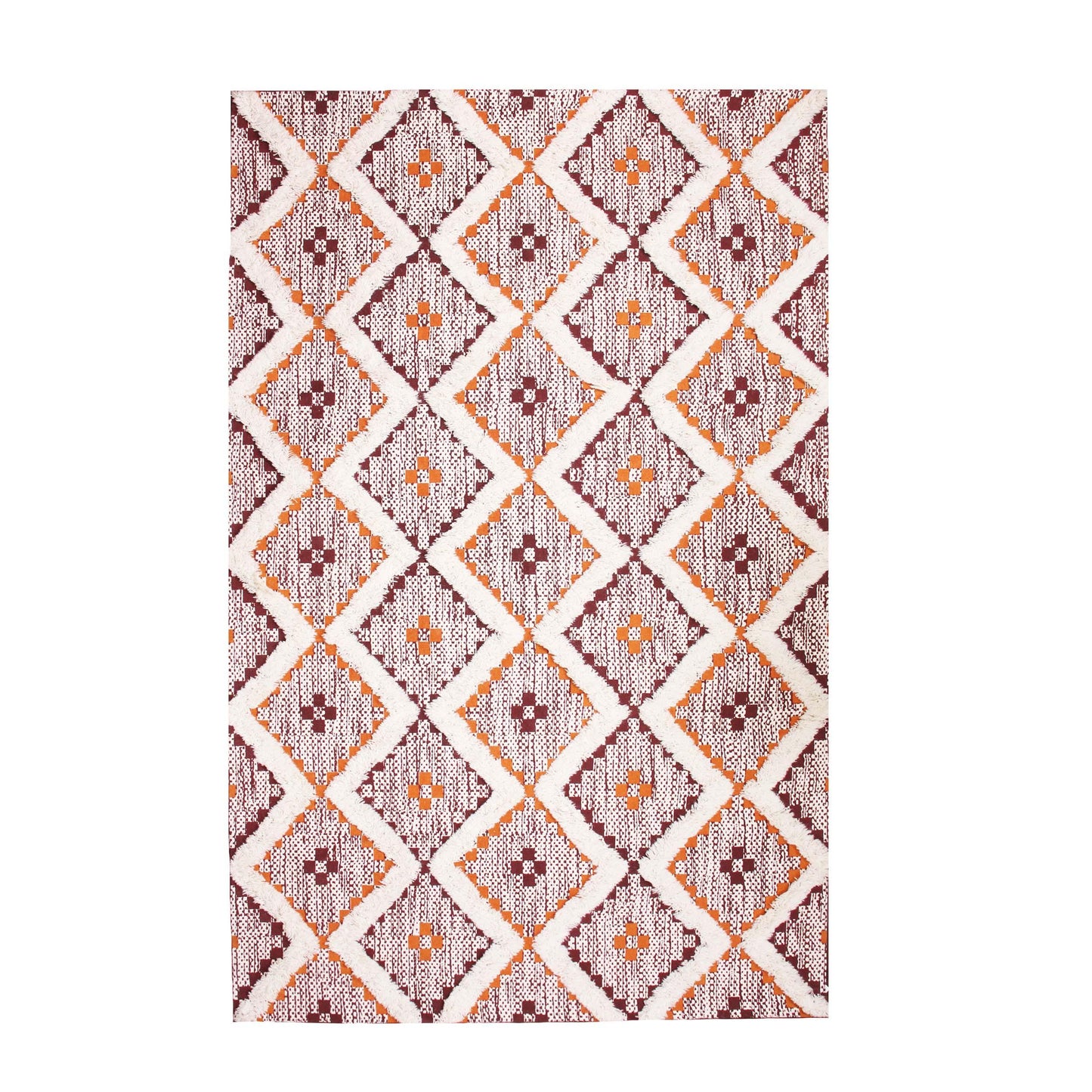 Geometric Wool Cotton Blend Latex Backing Indoor Area Rug