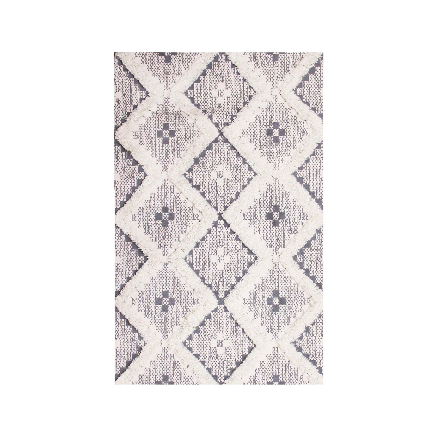 Geometric Wool Cotton Blend Latex Backing Indoor Area Rug