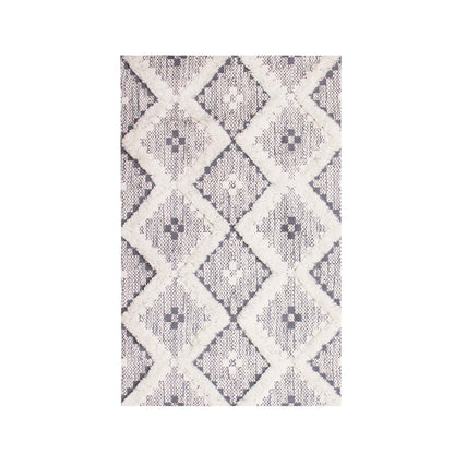 Geometric Wool Cotton Blend Latex Backing Indoor Area Rug