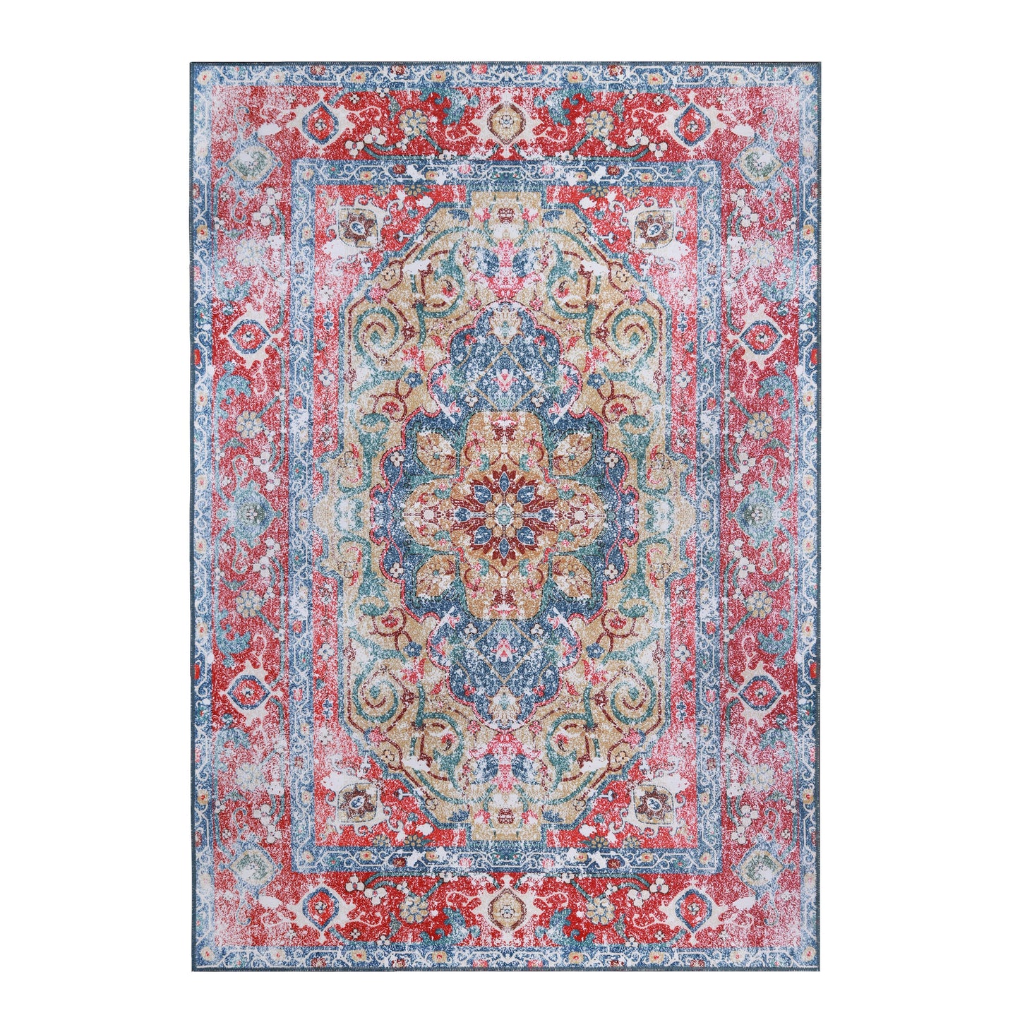 Tanager Rustic Medallion Non-Slip Washable Indoor Area Rug or Runner