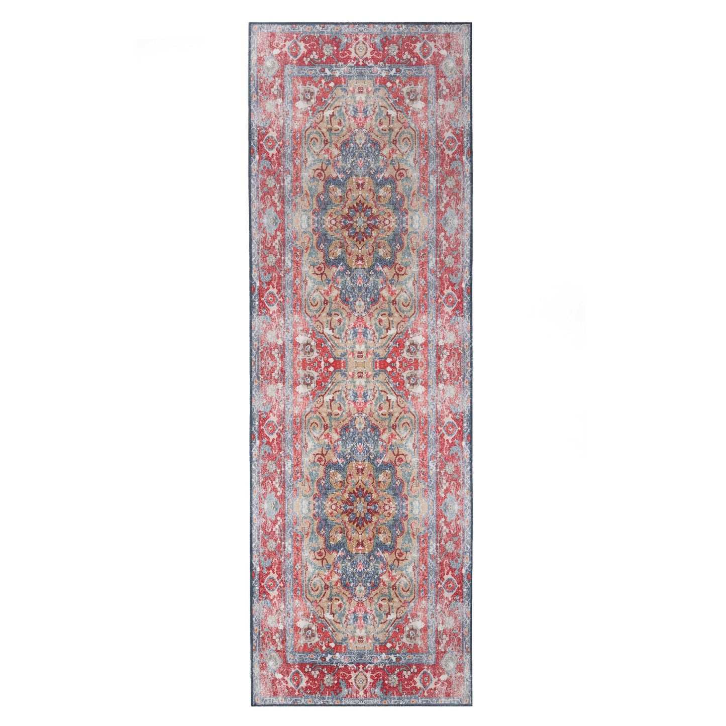 Tanager Rustic Medallion Non-Slip Washable Indoor Area Rug or Runner