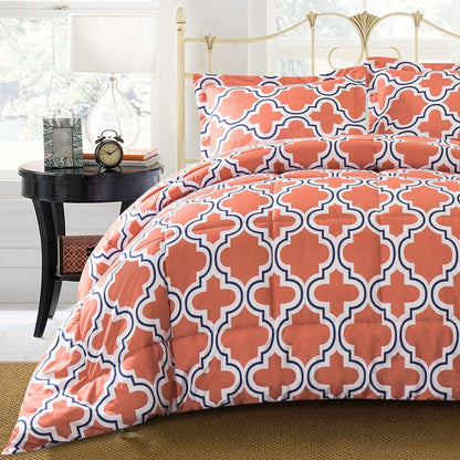  Superior Moroccan Trellis Microfiber Comforter Set - Coral