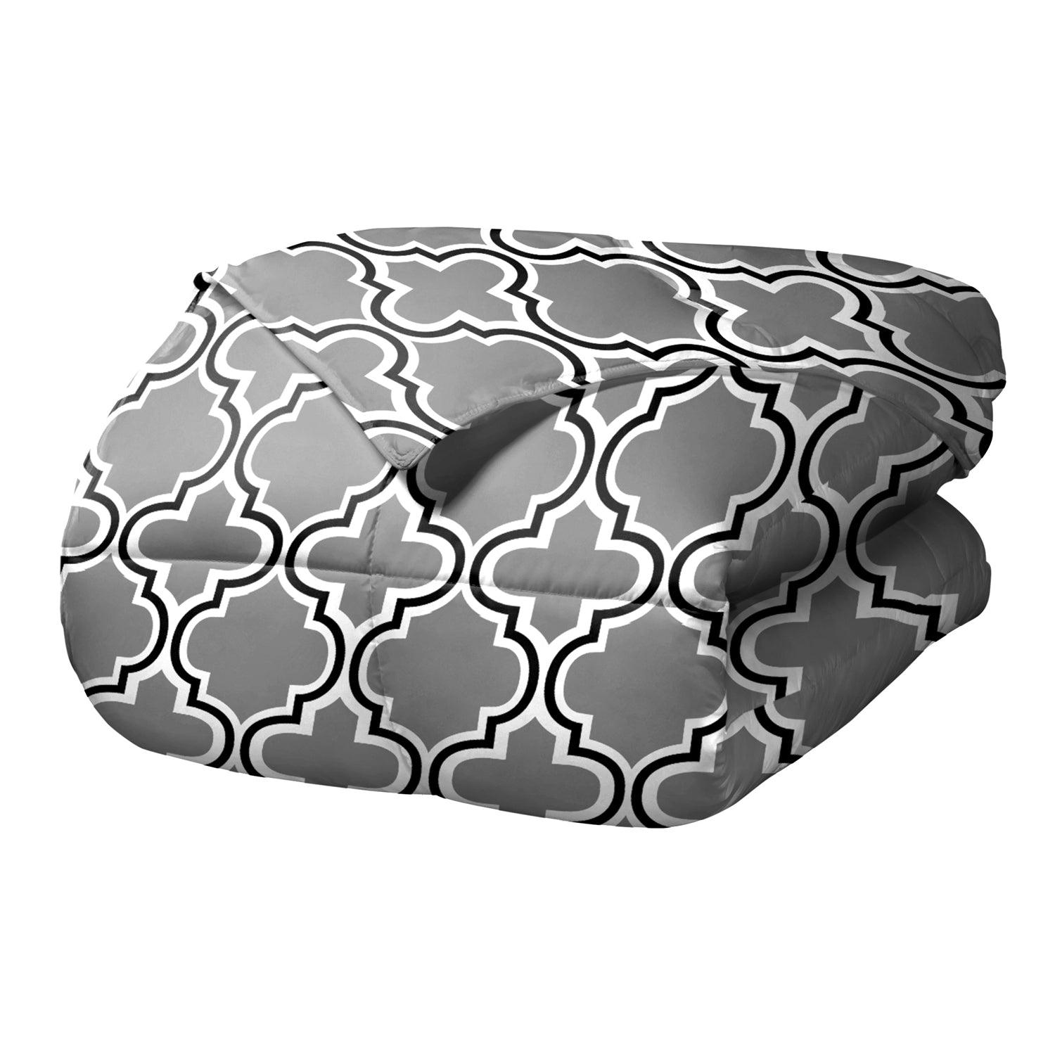  Superior Moroccan Trellis Microfiber Comforter Set - Grey