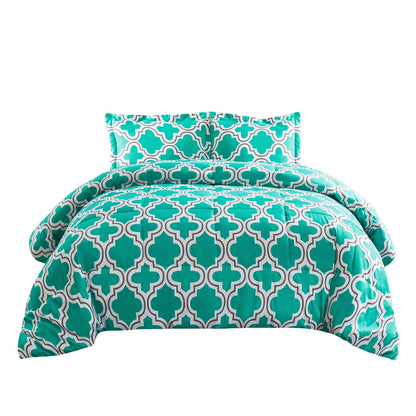  Superior Moroccan Trellis Microfiber Comforter Set - Teal