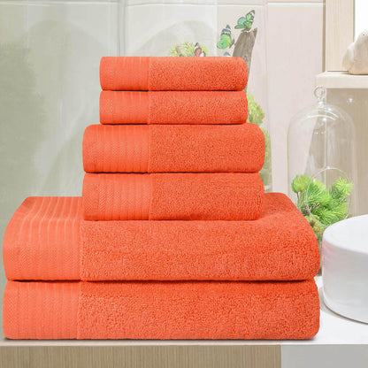 Premium Turkish Cotton Herringbone Solid Assorted 6 Piece Towel Set