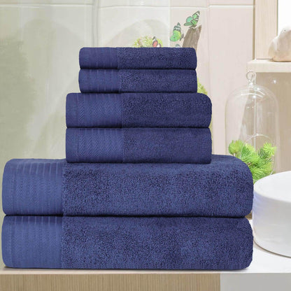 Premium Turkish Cotton Herringbone Solid Assorted 6 Piece Towel Set