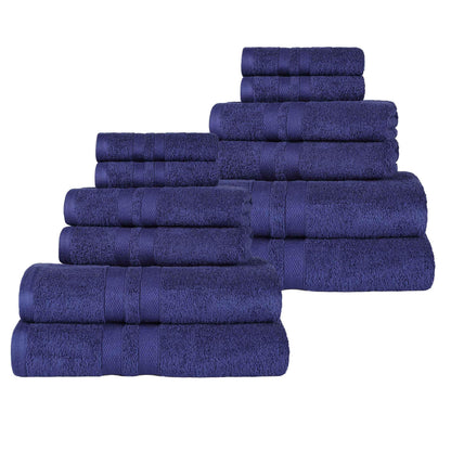 Ultra-Soft Cotton Absorbent Quick-Drying 12 Piece Assorted Towel Set