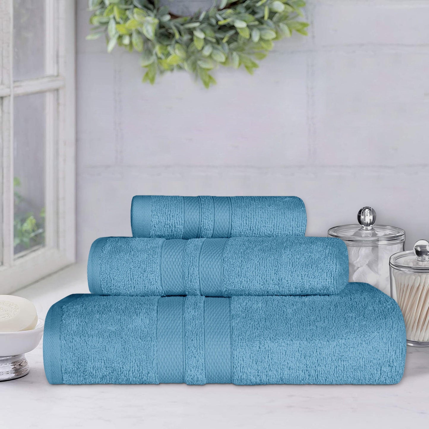 Ultra Soft Cotton Absorbent Solid Assorted 3 Piece Towel Set