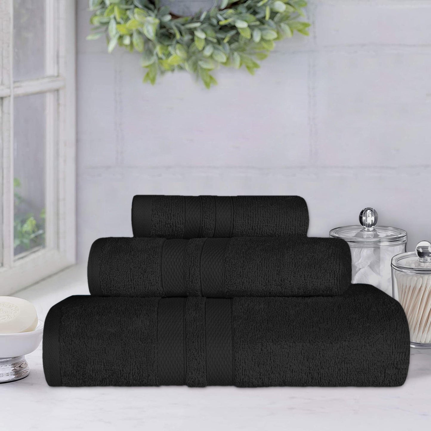 Ultra Soft Cotton Absorbent Solid Assorted 3 Piece Towel Set