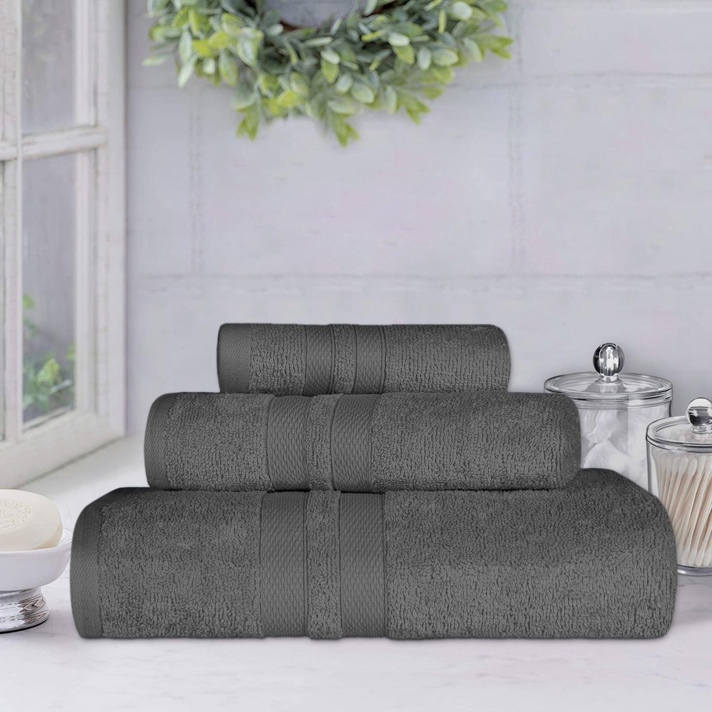 Ultra Soft Cotton Absorbent Solid Assorted 3 Piece Towel Set