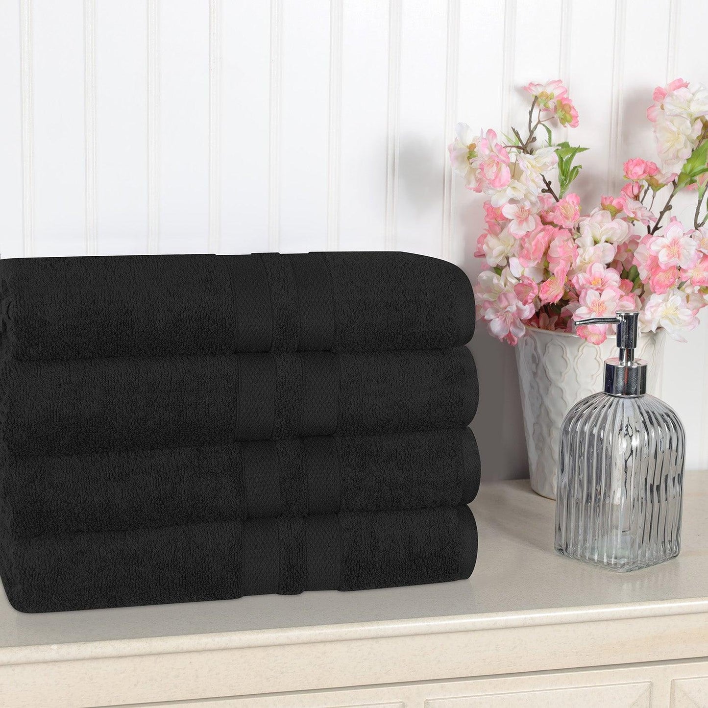 Ultra Soft Cotton Absorbent Solid Bath Towel Set of 4