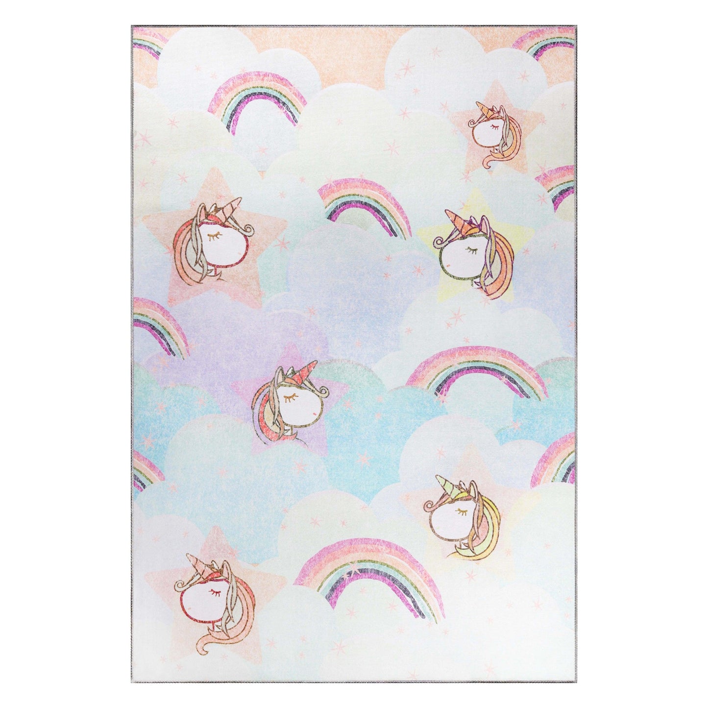 Unicorn Rainbow Colorful Kids Playroom Indoor Area Rug