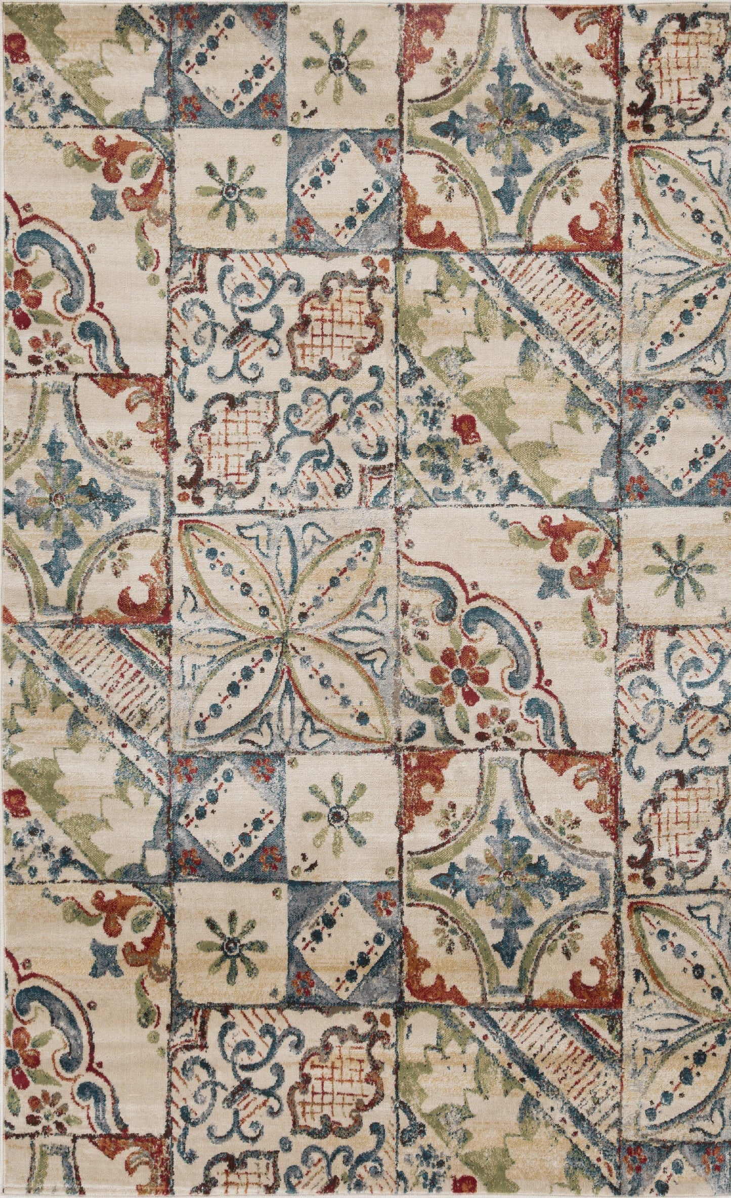 Vanessa Vintage Floral Patchwork Indoor Area Rug Or Runner Rug