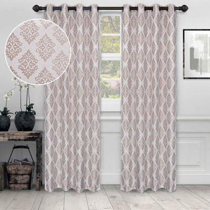 Venetian Damask Jacquard Curtain Panels, Set of 2