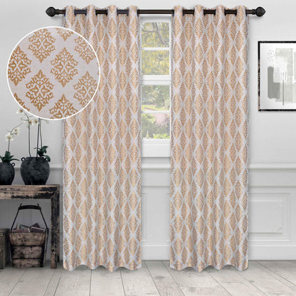 Venetian Damask Jacquard Curtain Panels, Set of 2