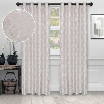 Venetian Damask Jacquard Curtain Panels, Set of 2