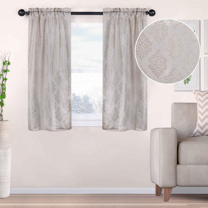 Venetian Damask Jacquard Curtain Panels, Set of 2