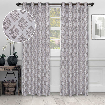 Venetian Damask Jacquard Curtain Panels, Set of 2