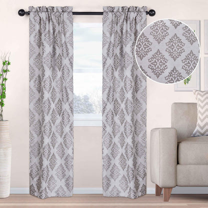Venetian Damask Jacquard Curtain Panels, Set of 2
