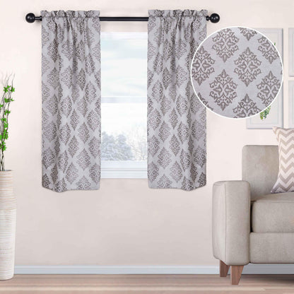 Venetian Damask Jacquard Curtain Panels, Set of 2