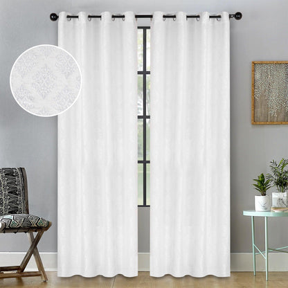Venetian Damask Jacquard Curtain Panels, Set of 2