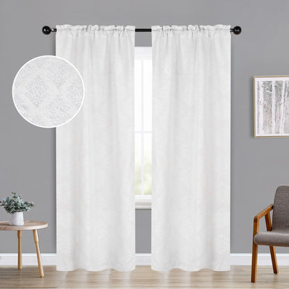 Venetian Damask Jacquard Curtain Panels, Set of 2