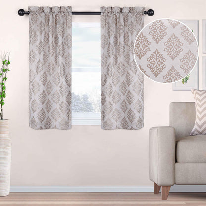 Venetian Damask Jacquard Curtain Panels, Set of 2
