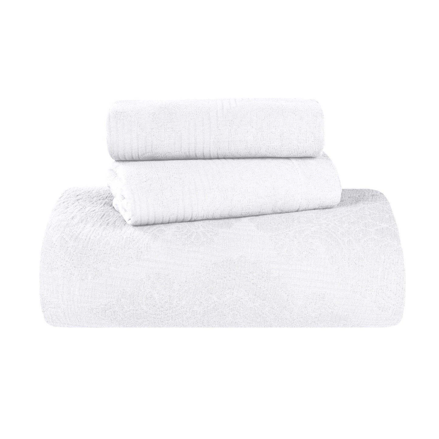 Victory Cotton Matelasse Scrolling Medallion Airy Bedspread Set
