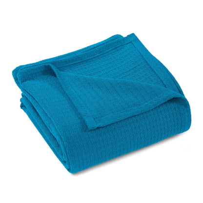 Waffle Weave Honeycomb Knit Soft Solid Textured Cotton Blanket