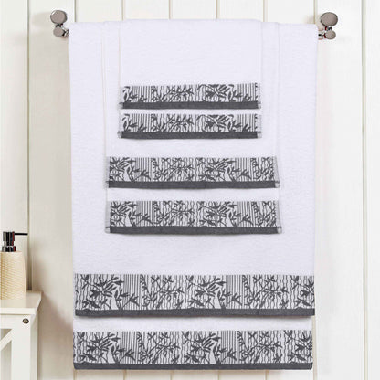 Wisteria Cotton Medium Weight Floral Jacquard Border 6 Piece Towel Set