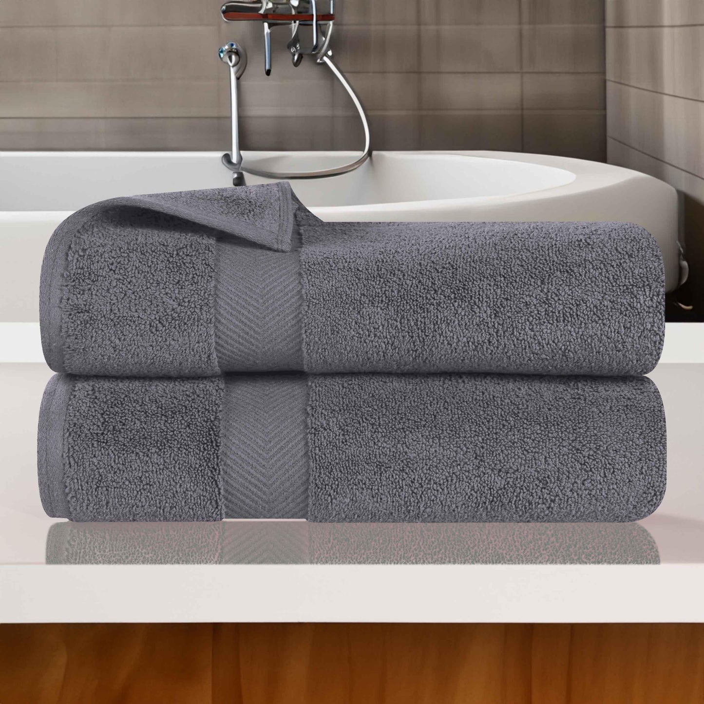 Zero Twist Smart Dry Combed Cotton 2 Piece Bath Towel Set