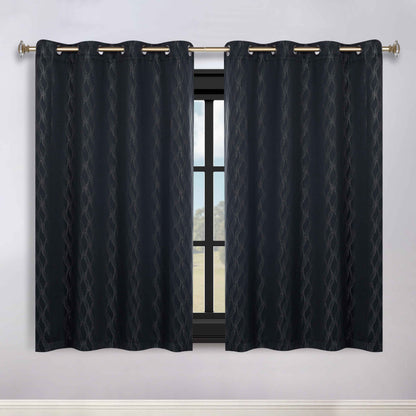 Zuri Textured Waves Room Darkening Blackout Curtains, Set of 2